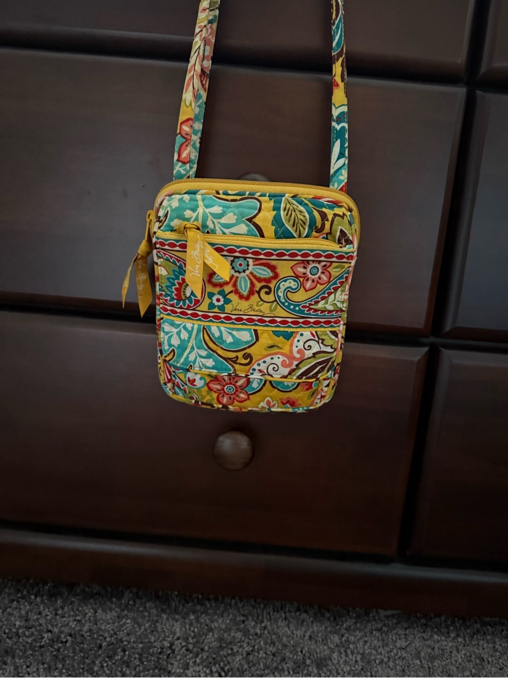 Vera Bradley Yellow Teal Floral Crossbody Bag